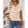 ZESICA Women’s Summer Cowl Neck Short Sleeve Tops Business Casual Blouse(Apricot)