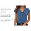 ZESICA Women’s Summer Cowl Neck Short Sleeve Tops Business Casual Blouse(Dustyblue)