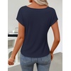 ZESICA Women’s Summer Cowl Neck Short Sleeve Tops Business Casual Blouse(Navy)