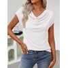 ZESICA Women’s Summer Cowl Neck Short Sleeve Tops Business Casual Blouse(White)