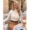 ZESICA Womens Turtleneck Long Sleeve Shirts Basic Slim Fit Knit Sweater Top(Apricot)