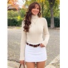ZESICA Womens Turtleneck Long Sleeve Shirts Basic Slim Fit Knit Sweater Top(Apricot)
