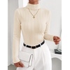 ZESICA Womens Turtleneck Long Sleeve Shirts Basic Slim Fit Knit Sweater Top(Apricot)
