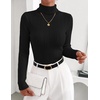 ZESICA Womens Turtleneck Long Sleeve Shirts Basic Slim Fit Knit Sweater Top(Black)