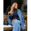 ZESICA Womens Turtleneck Long Sleeve Shirts Basic Slim Fit Knit Sweater Top(Navy)
