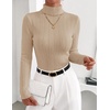 ZESICA Womens Turtleneck Long Sleeve Shirts Basic Slim Fit Knit Sweater Top(Oatmeal)