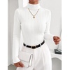 ZESICA Womens Turtleneck Long Sleeve Shirts Basic Slim Fit Knit Sweater Top(White)