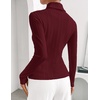 ZESICA Womens Turtleneck Long Sleeve Shirts Basic Slim Fit Knit Sweater Top(Wine)