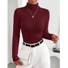 ZESICA Womens Turtleneck Long Sleeve Shirts Basic Slim Fit Knit Sweater Top(Wine)