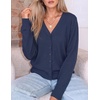 ZESICA Women’s Wool Blend Lightweight Cardigan Sweaters 2026 Fall Outfits(Navy)