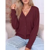 ZESICA Women’s Wool Blend Lightweight Cardigan Sweaters 2026 Fall Outfits(Wine)
