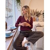 ZESICA Women’s Wool Blend Lightweight Cardigan Sweaters 2026 Fall Outfits(Wine)