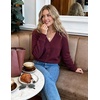 ZESICA Women’s Wool Blend Lightweight Cardigan Sweaters 2026 Fall Outfits(Wine)