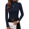 ZESICA Womens Turtleneck Long Sleeve Shirts Basic Slim Fit Knit Sweater Top(Navy)