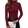 ZESICA Womens Turtleneck Long Sleeve Shirts Basic Slim Fit Knit Sweater Top(Wine)