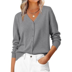ZESICA Women’s Wool Blend Lightweight Cardigan Sweaters 2026 Fall Outfits(Gray)
