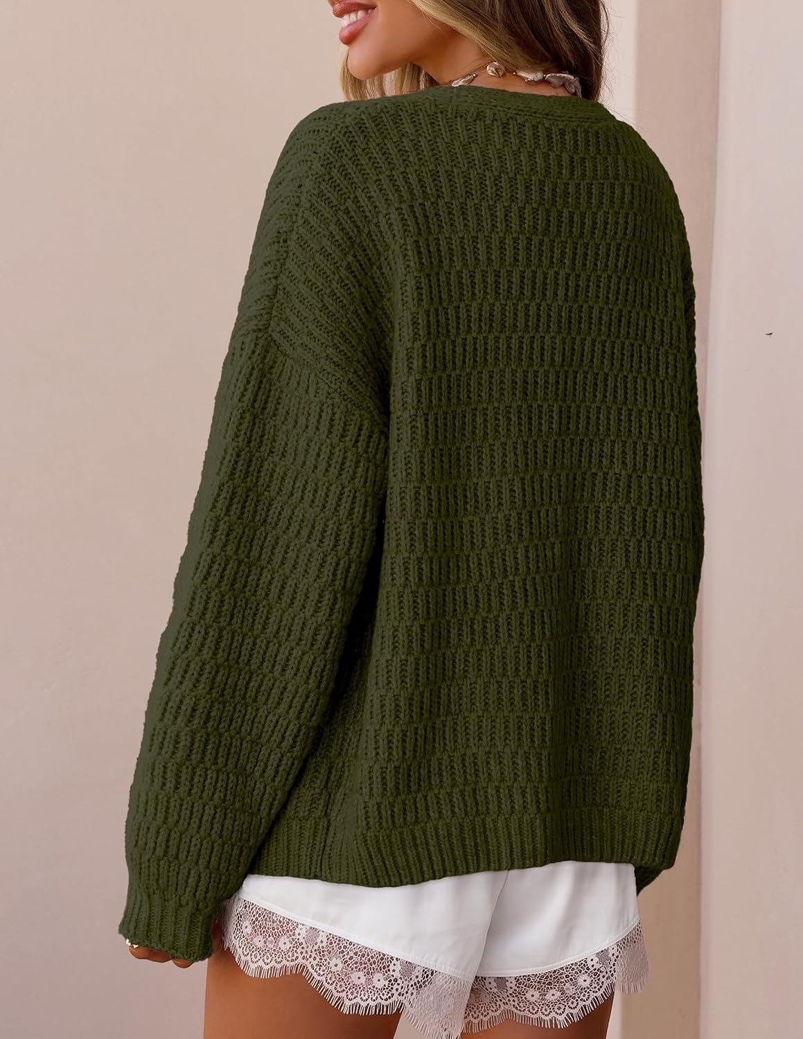 image:imageZESICA Womens Chunky Open Front Knit Cardigan SweatersAvocado