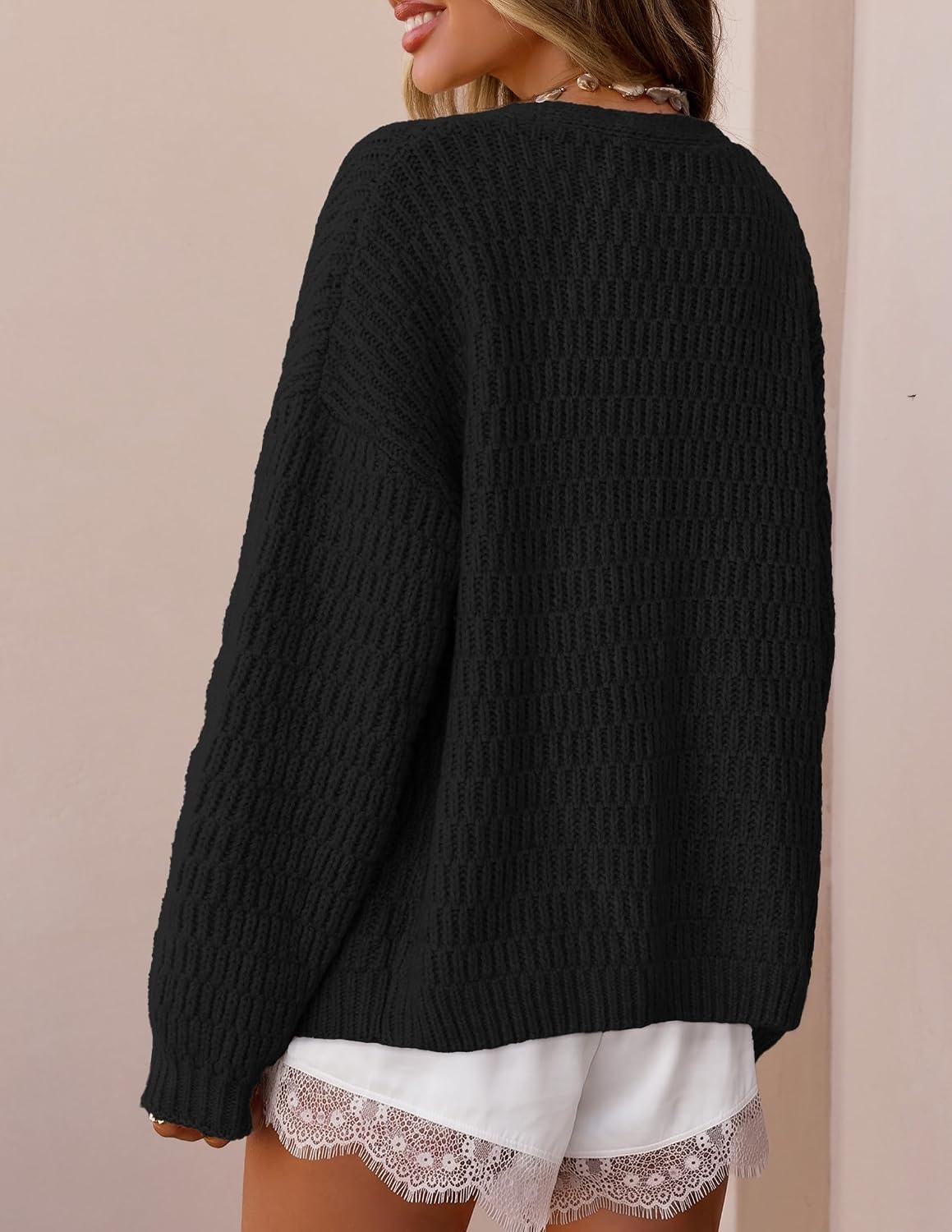image:imageZESICA Womens Chunky Open Front Knit Cardigan SweatersBlack