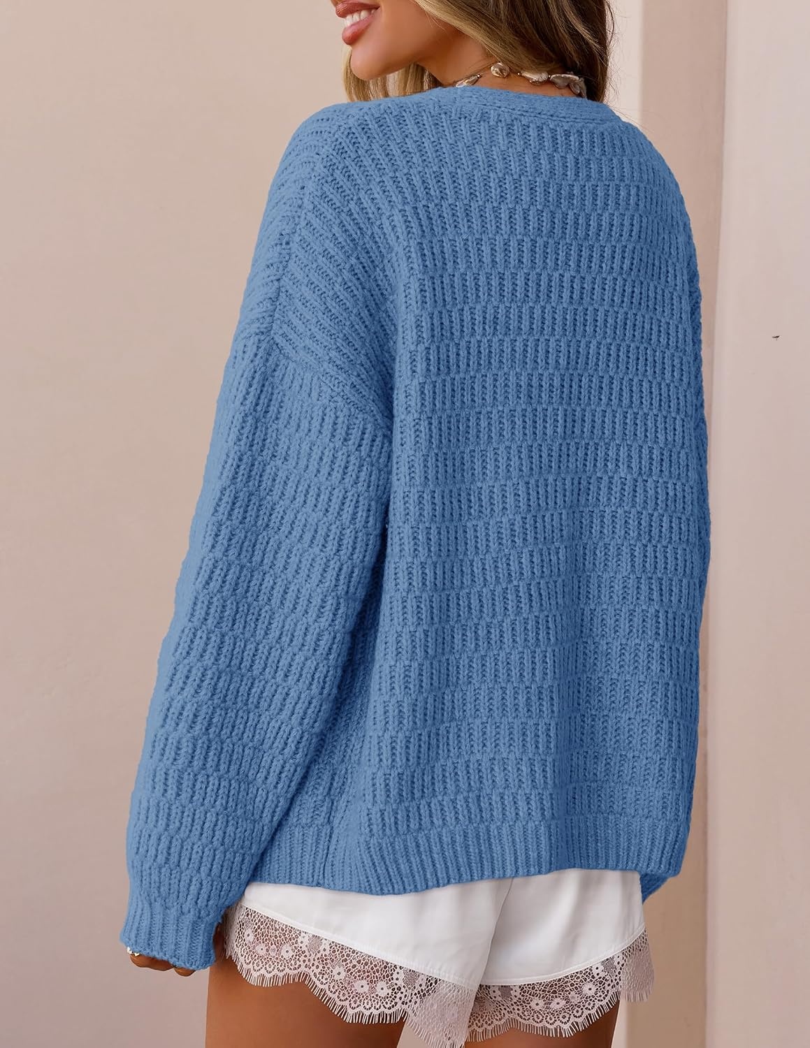 image:imageZESICA Womens Chunky Open Front Knit Cardigan SweatersBlue