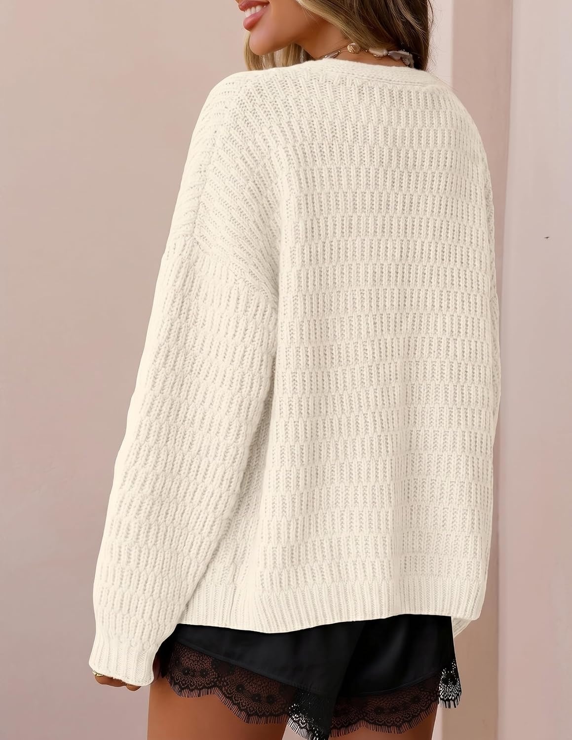 image:imageZESICA Womens Chunky Open Front Knit Cardigan SweatersWhite