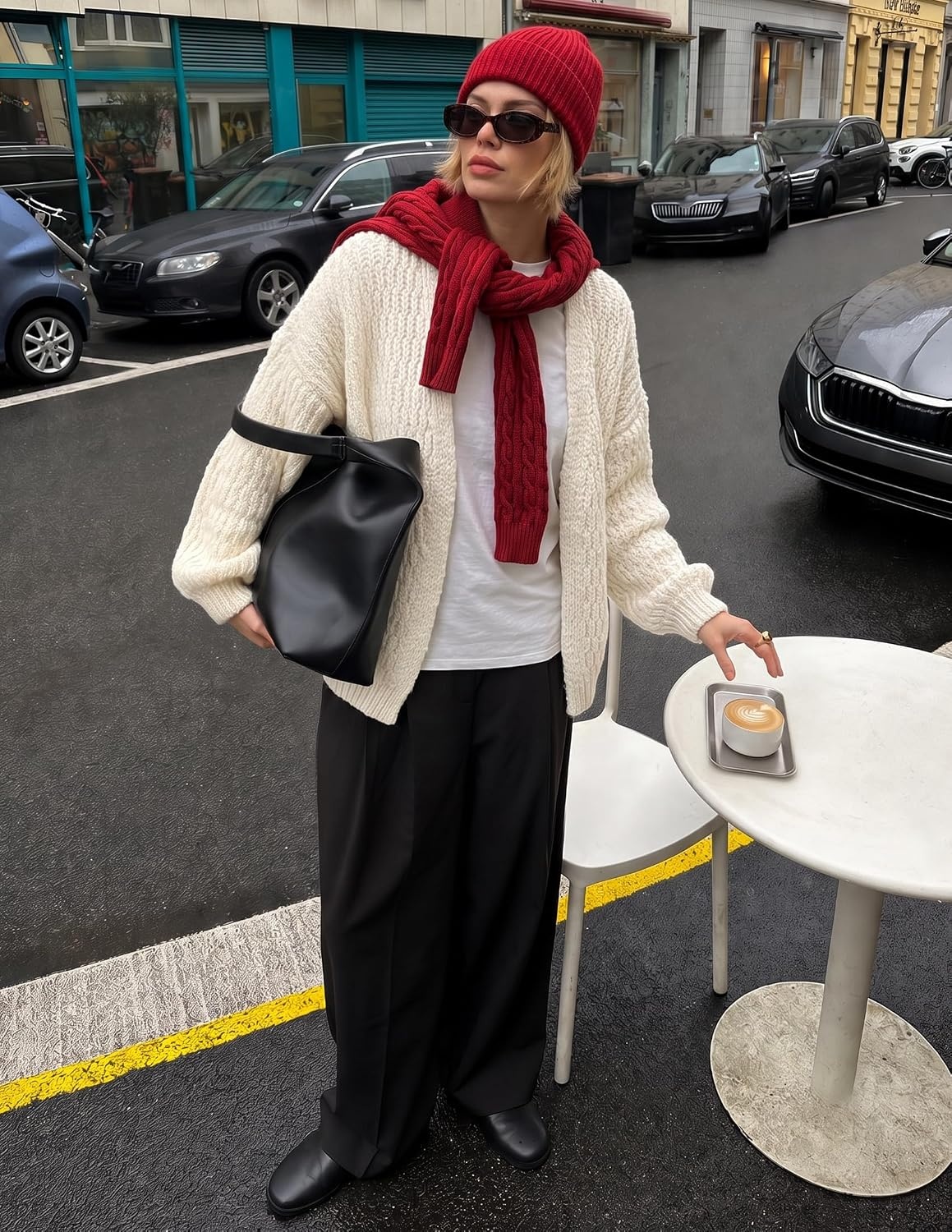 image:imageZESICA Womens Chunky Open Front Knit Cardigan SweatersWhite