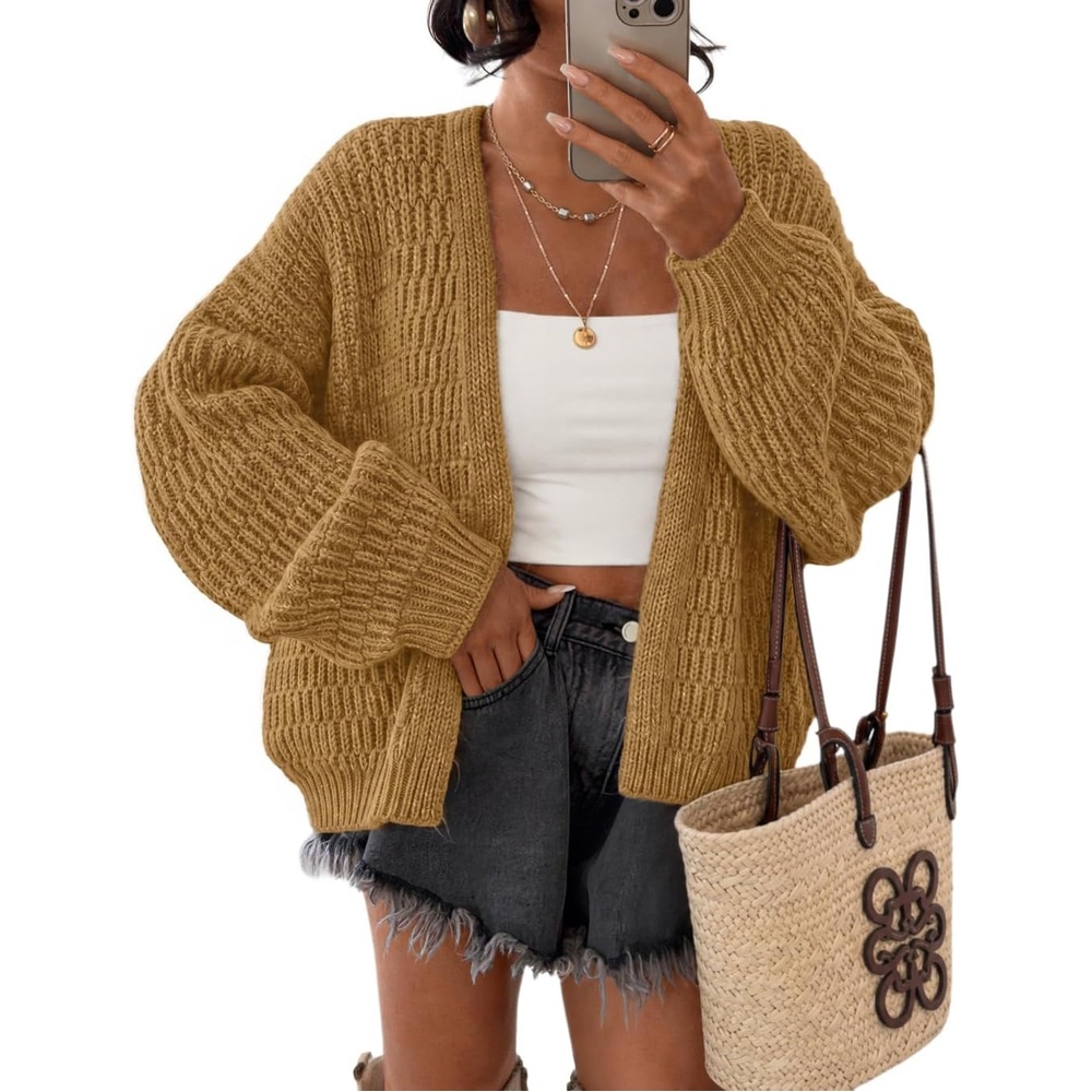 image:imageZESICA Womens Chunky Open Front Knit Cardigan SweatersGinger