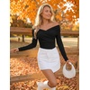 ZESICA Womens 2026 Fall Long Sleeve Wrap Off Shoulder Y2K Going Out Tops(Black)