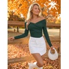 ZESICA Womens 2026 Fall Long Sleeve Wrap Off Shoulder Y2K Going Out Tops(Darkgreen)