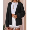ZESICA Women’s Chunky Open Front Knit Cardigan Sweaters(Black)