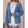 ZESICA Women’s Chunky Open Front Knit Cardigan Sweaters(Blue)