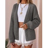 ZESICA Women’s Chunky Open Front Knit Cardigan Sweaters(Dark Grey)