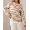 ZESICA Women’s Fall Bow Knot Oversized Sweaters Trendy Pullover Tops(Apricotstripe)
