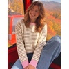 ZESICA Women’s Fall Bow Knot Oversized Sweaters Trendy Pullover Tops(Apricotstripe)