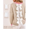 ZESICA Women’s Fall Bow Knot Oversized Sweaters Trendy Pullover Tops(Apricotstripe)