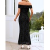 ZESICA Women’s Summer Off Shoulder Floral Bodycon Ruched Maxi Formal Dress(Black)