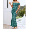 ZESICA Women’s Summer Off Shoulder Floral Bodycon Ruched Maxi Formal Dress(Geometric)