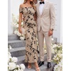 ZESICA Women’s Summer Off Shoulder Floral Bodycon Ruched Maxi Formal Dress(Light Khaki)