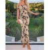 ZESICA Women’s Summer Off Shoulder Floral Bodycon Ruched Maxi Formal Dress(Light Khaki)
