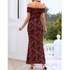 ZESICA Women’s Summer Off Shoulder Floral Bodycon Ruched Maxi Formal Dress(Rust)