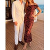 ZESICA Women’s Summer Off Shoulder Floral Bodycon Ruched Maxi Formal Dress(Rust)