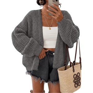 ZESICA Women’s Chunky Open Front Knit Cardigan Sweaters(Dark Grey)
