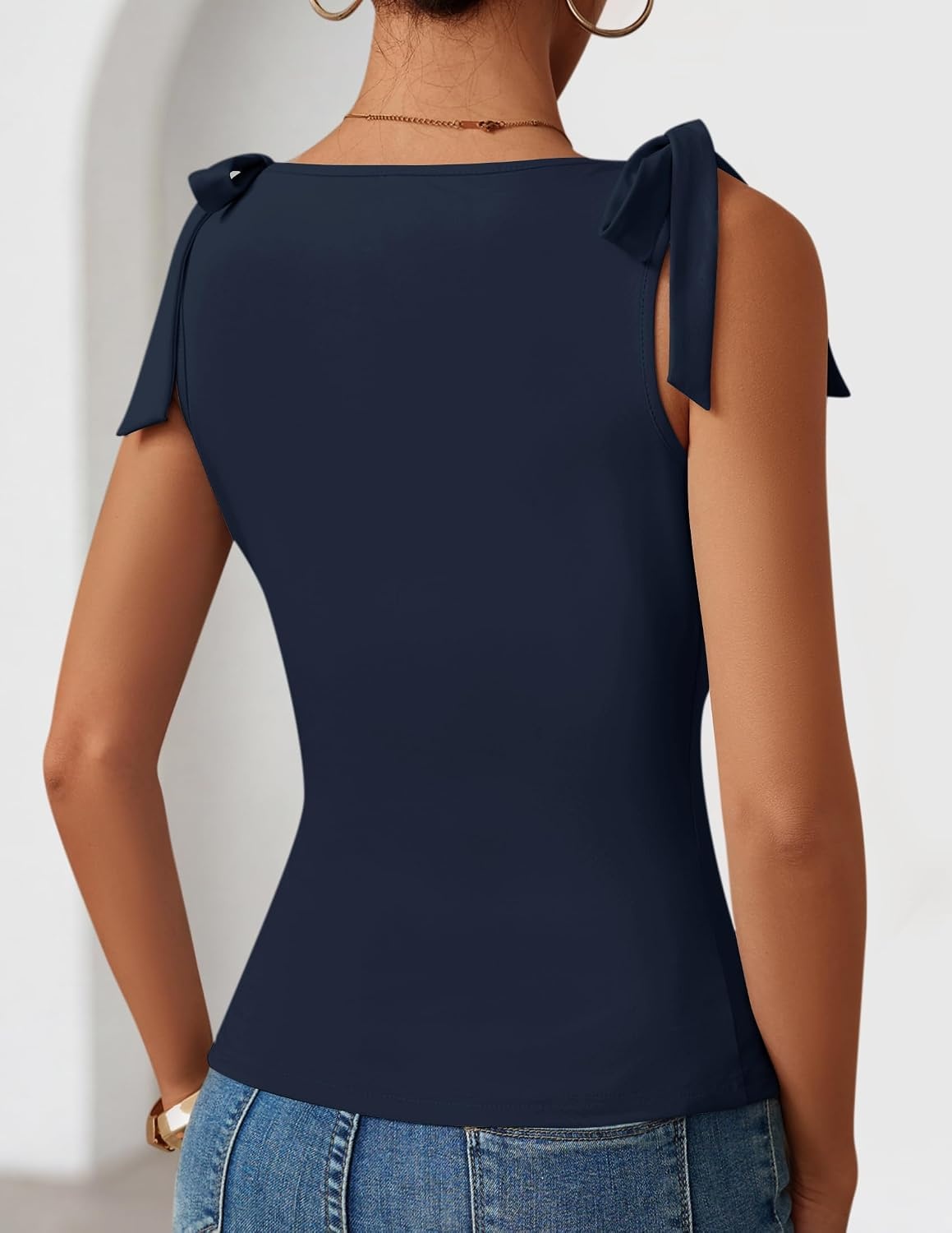 image:imageZESICA Womens Cute Summer Tie Shoulder Going Out Y2K Tank TopNavy