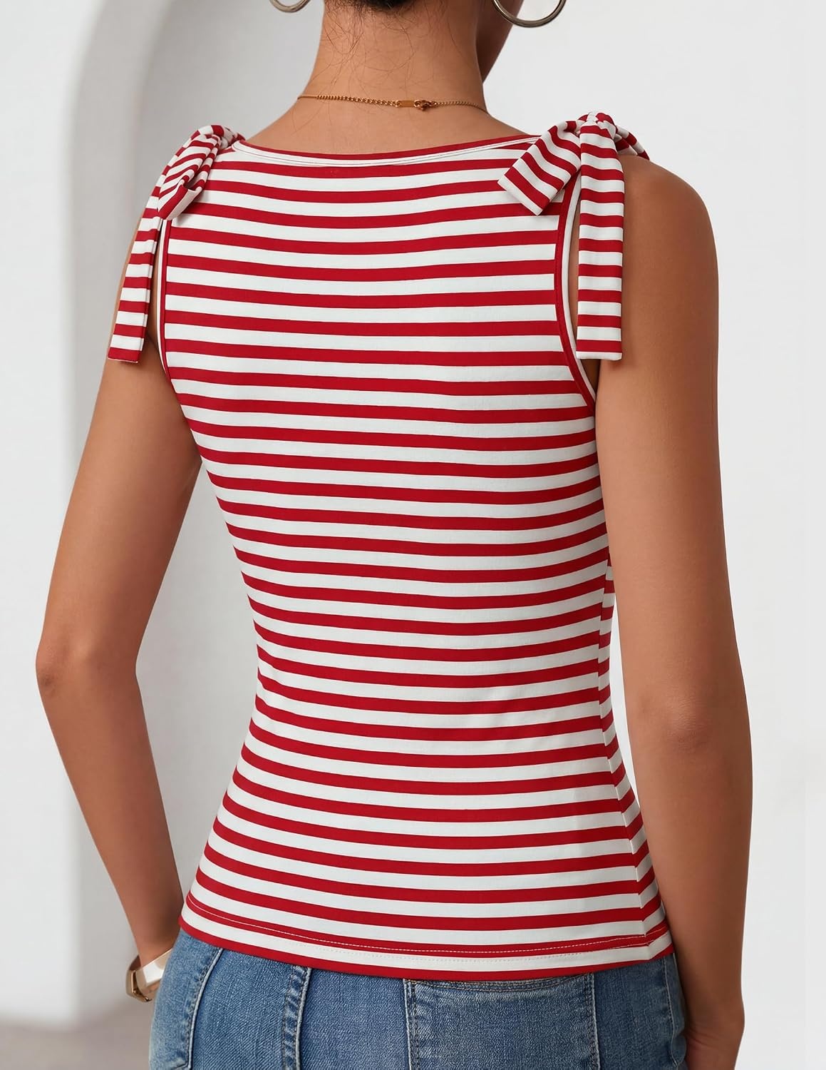 image:imageZESICA Womens Cute Summer Tie Shoulder Going Out Y2K Tank TopRed