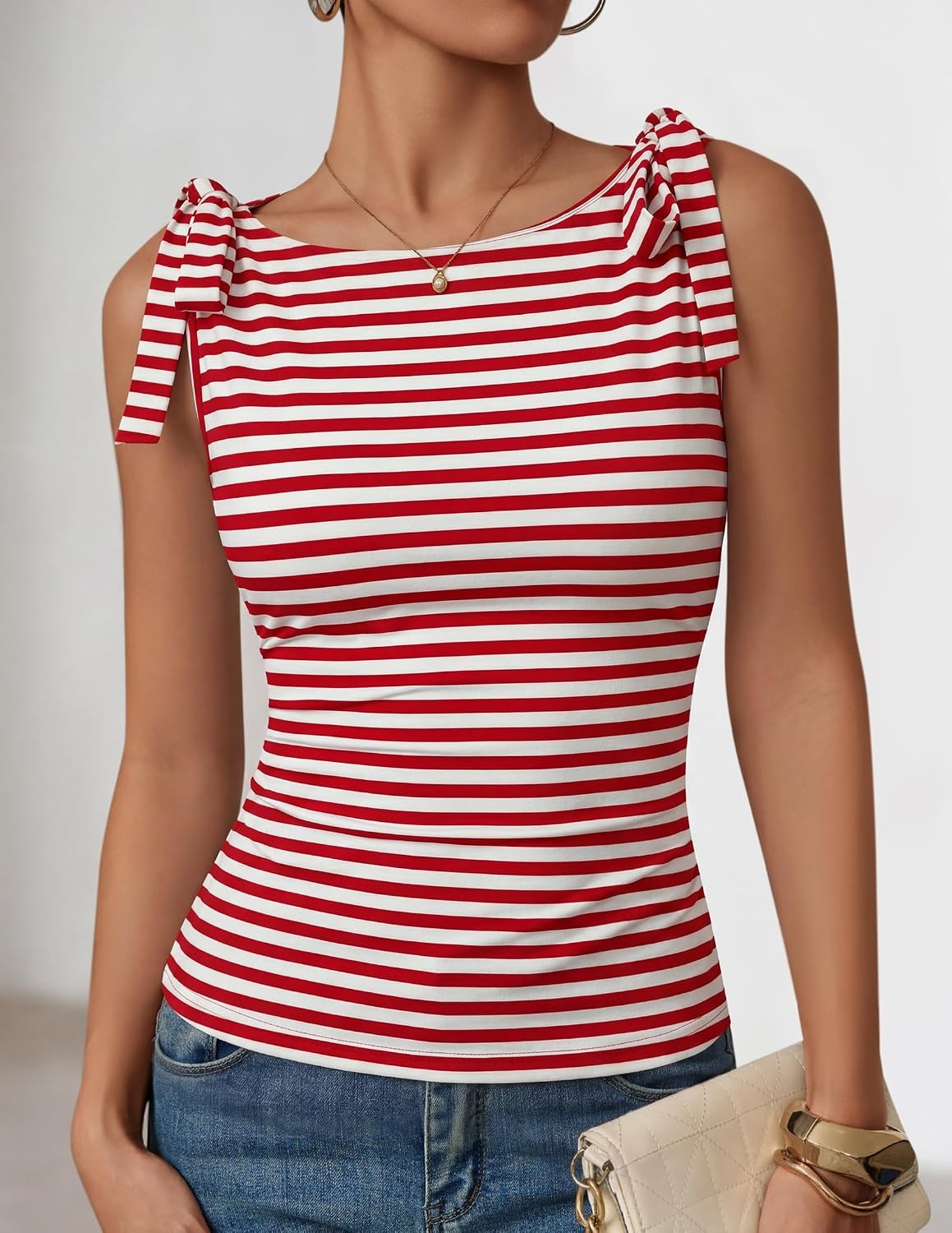 image:imageZESICA Womens Cute Summer Tie Shoulder Going Out Y2K Tank TopRed