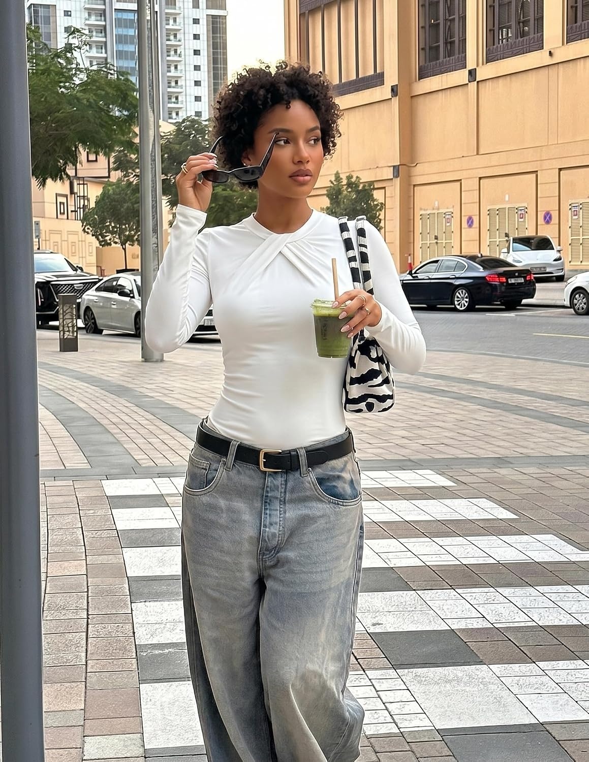 image:imageZESICA Womens Fall Long Sleeve Twist Knot Business Casual TopsWhite