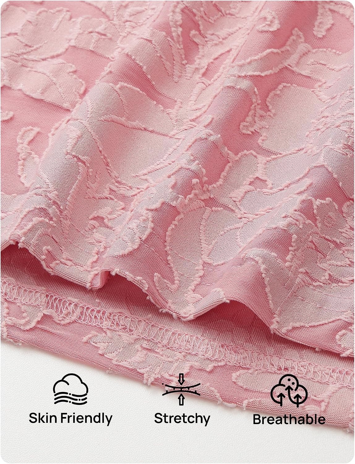 image:imageZESICA Womens Lace Mesh Sheer See Through Long Sleeve TopsPink