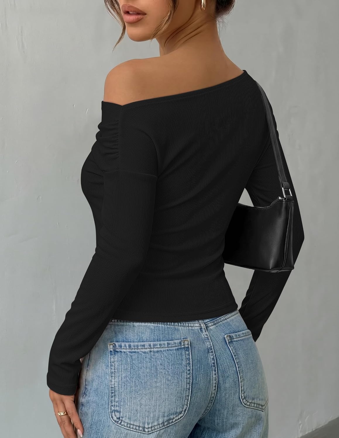 image:imageZESICA Womens Off Shoulder Fall Long Sleeve Y2k Cute Going Out TopsBlack