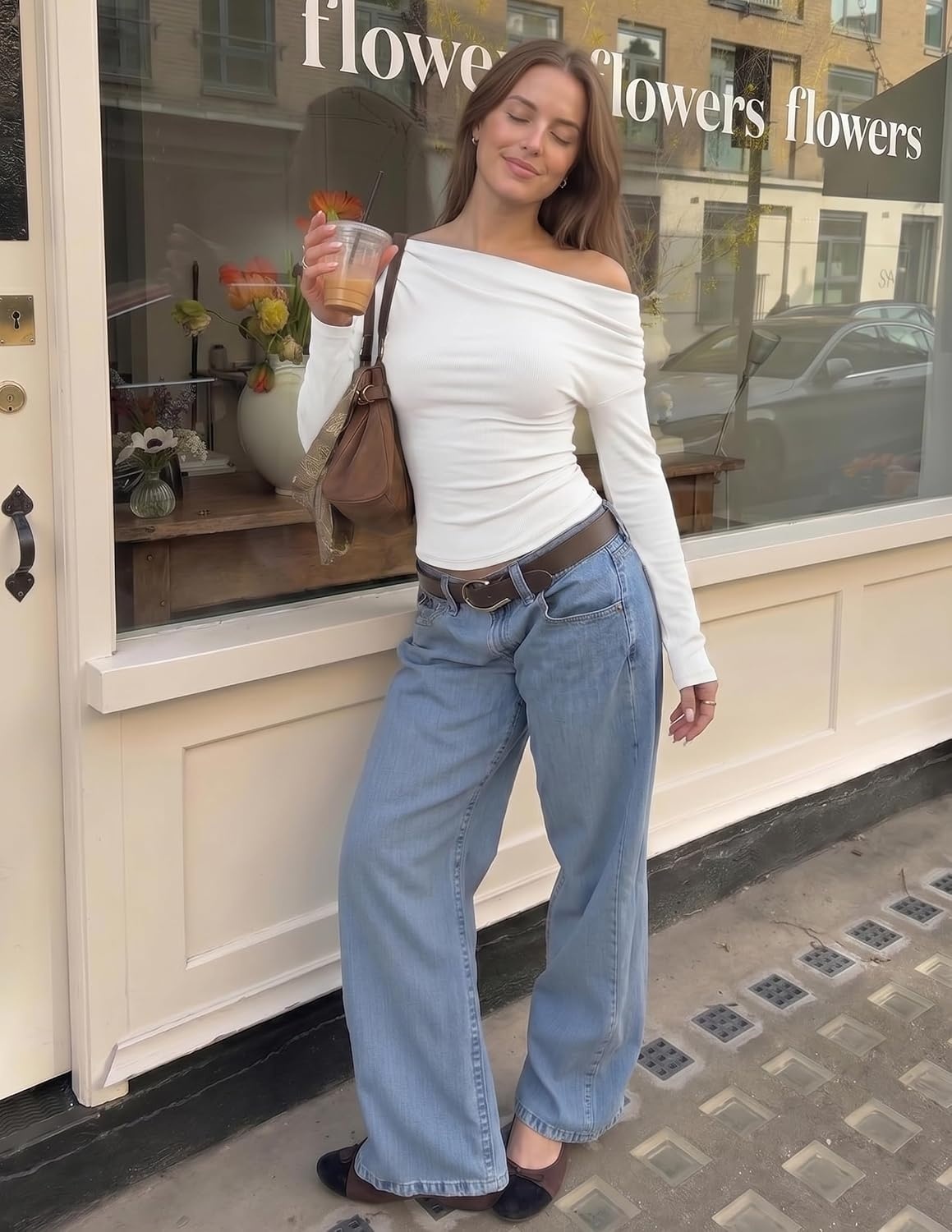 image:imageZESICA Womens Off Shoulder Fall Long Sleeve Y2k Cute Going Out TopsWhite