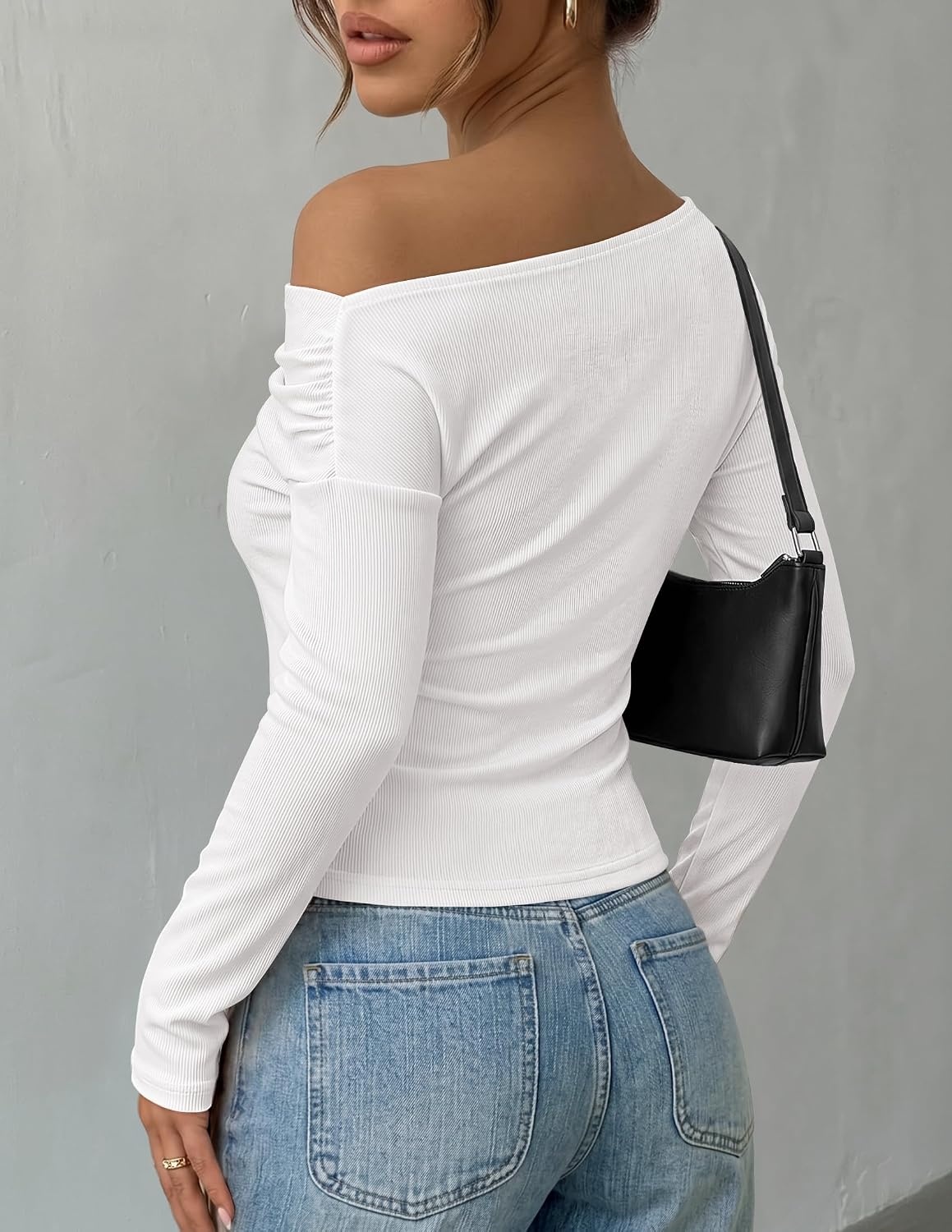 image:imageZESICA Womens Off Shoulder Fall Long Sleeve Y2k Cute Going Out TopsWhite
