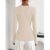 ZESICA Fall Long Sleeve Henley Shirts for Women Dressy Casual 2026(Apricot)
